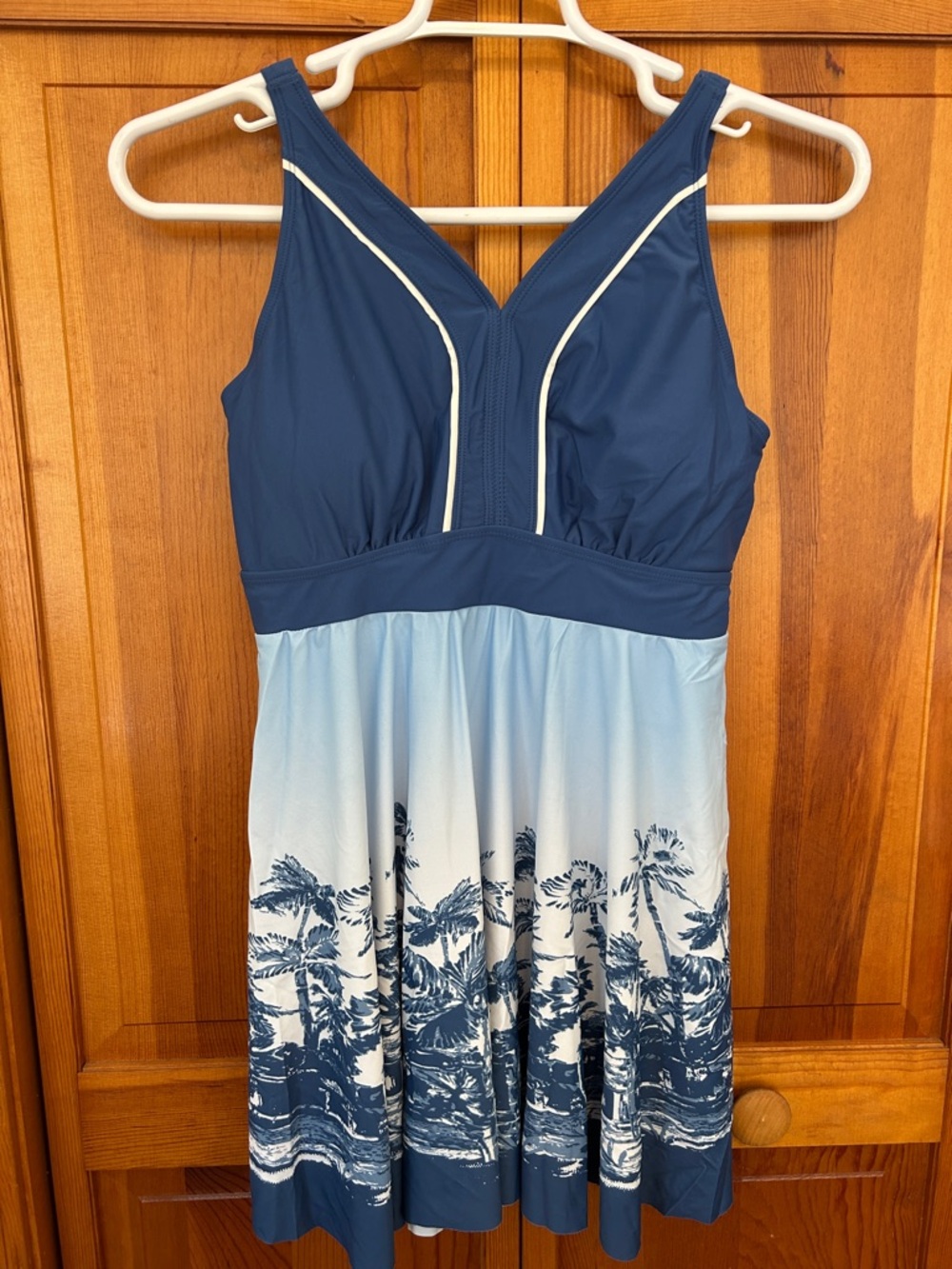 BloomChic Blue Palm Print Swim Top and Matching Bottoms Plus Size 14/16 (1X) New